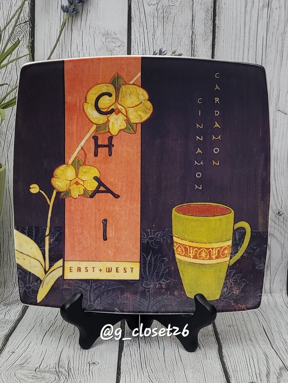 Chai East+West Cinnamon Cardamon Square Collectible Plate